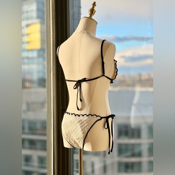 🆕 ZIMMERMANN 🧿 NWT Halliday Knit Scoop Bikini - Ivory/Black - Sz 1 - US 4 / 6 - Picture 9 of 15